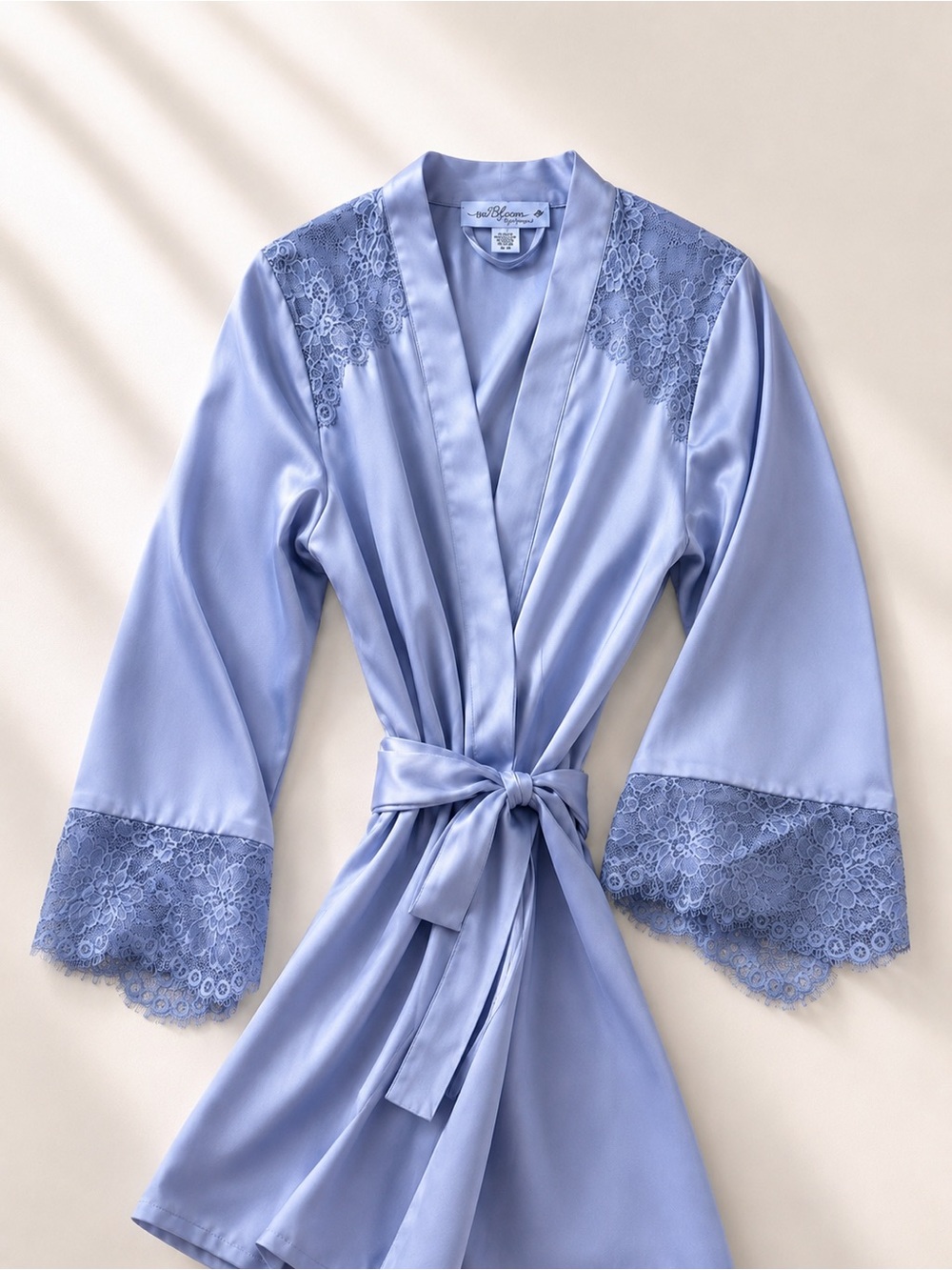 In Bloom by Jonquil Satin Lace Trim Robe Kimono M/L